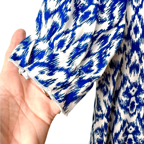 Women’s Maxi Dress Blue/White Geo Patterned Dress Short Sleeve Size-M NWT - Picture 6 of 11